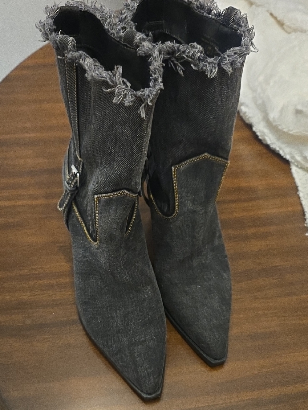 ALDO Washed Denim Western Ankle-Boots
